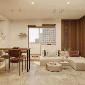 现代奶油风公寓3D模型下载